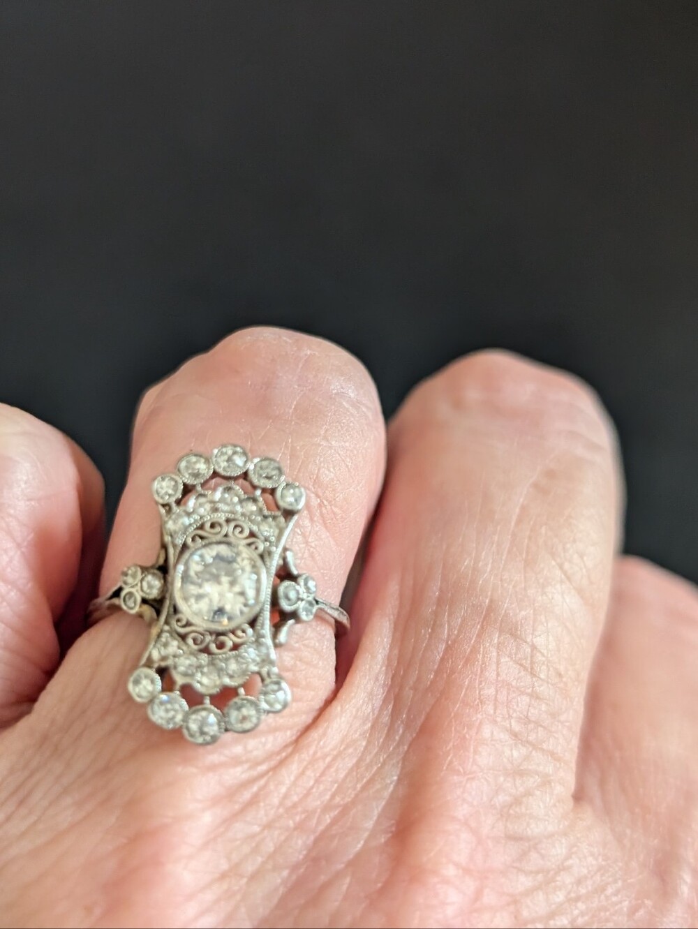 Antique Diamond Platinum Ring Size 6 - Picture 1 of 11